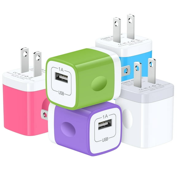 HopePow USB Charger Block,5Pack 5V/1A USB Charger Adapter Plug Wall Charger Block Fast Charge Brick Cube Cell Phone Chargers USB Charging Block for Android Charger,Samsung(Multicolor)