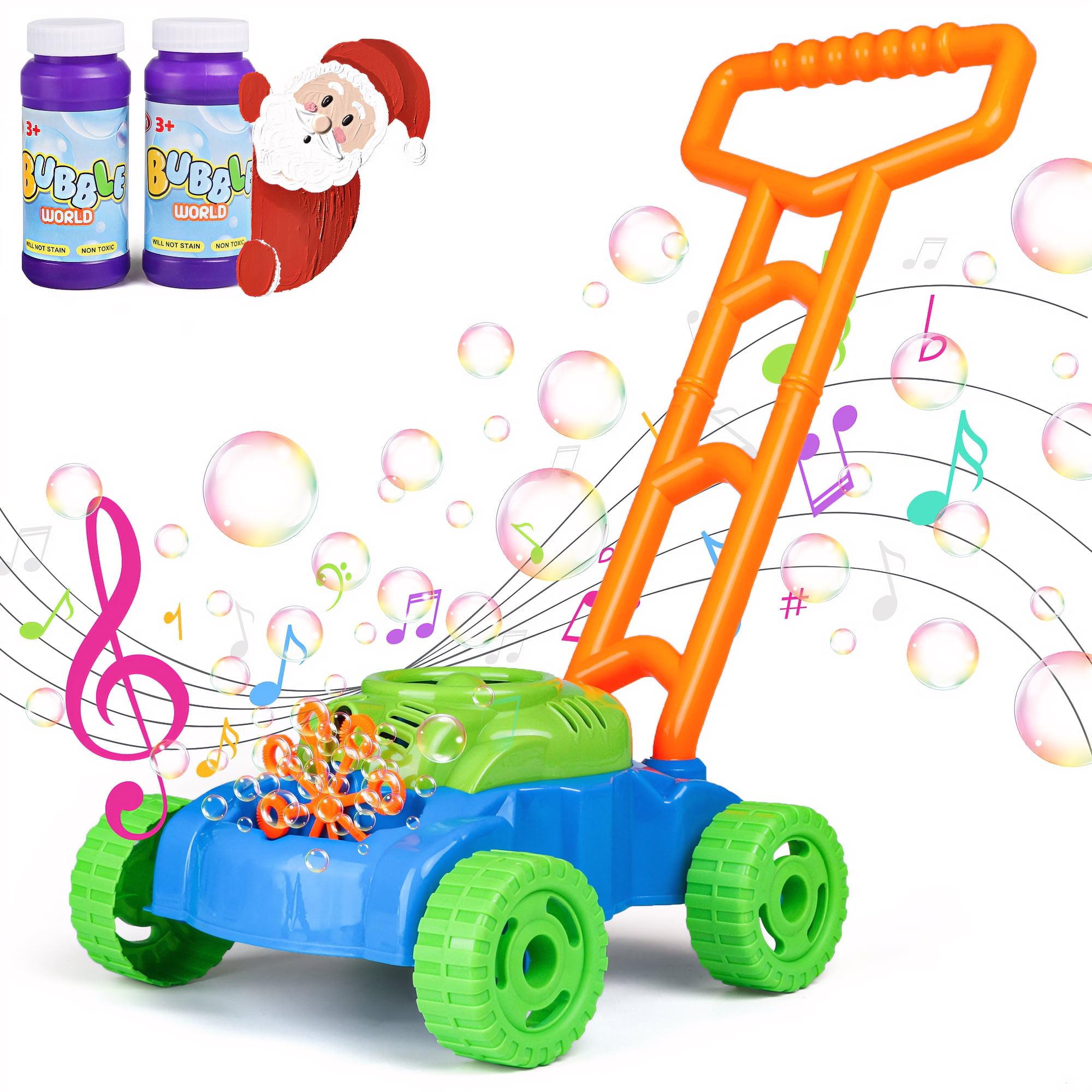 HopeRock Bubble Blowing Push Mower Toy for Toddlers 15, Realistic