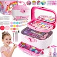 thumbnail image 1 of HopeRock Makeup Kit for Kids, Toys for Girls 3-6 Years Old, Pink Case Princess, Washable Pretend Play Cosmetic Toys for Toddlers, Little Girl Christmas Birthday Gift., 1 of 7