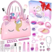 HopeRock Makeup Sets for Girls, 28 in 1 Unicorn Toys Makeup Kit Gifts for Girls 4-6 Years Old, Christmas Birthday&Party Pink Gifts for Girls