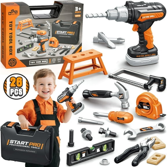 HopeRock Toddler Tool Set, 26PCS Kids Tools Box, Toys for Boys Kids 2 3 4 5 Years, Christmas Birthday Gift for Toddlers Boys 2 3 4 6.