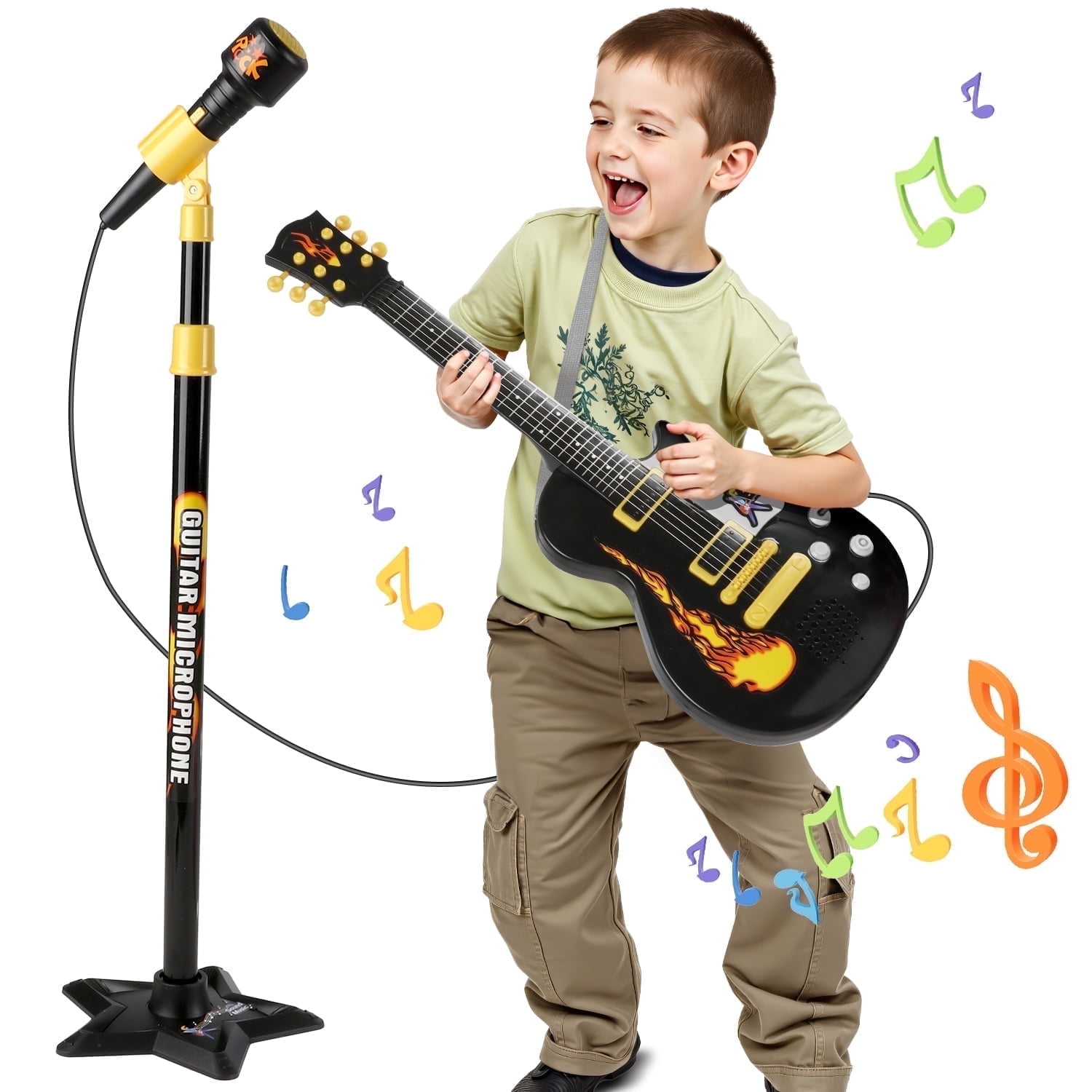 HopeRock Kids Toy Guitar, Musical Set with Microphone and