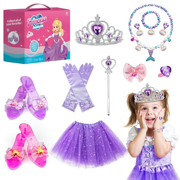 HopeRock Mermaid Princess Toy, Dress Up Toy Set for Little Girls Ages 3-6 Years, Jewelry, Crown and Shoes, Princess Pretend Play Toy Gift For 2 3 4 5 6 Year Old Girls