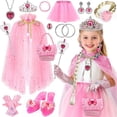 thumbnail image 1 of HopeRock Pink Princess Dress Up Toy For Little Girls 3-6 Years, Halloween Costume, Include Jewelry, Shoes, Handbags And Multiple Princess Accessories, Christmas Birthday Gift for Girls., 1 of 8