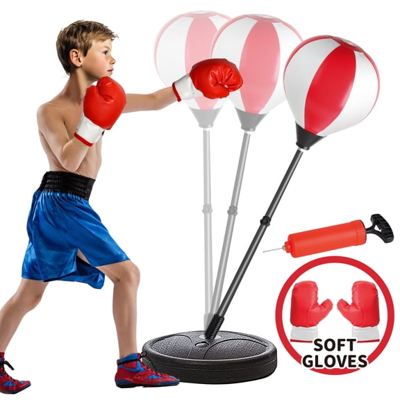 HopeRock Punching Bag for Kids, Boxing Bag Toy with Boxing Gloves & Adjustable Stand, Great Birthday Gift for Age 4, 5, 6, 7, 8, 9 Years Old Boys