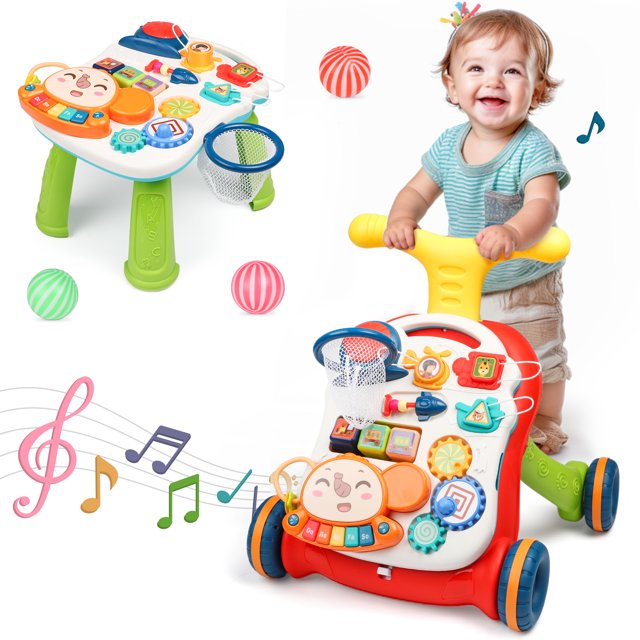 HopeRock PushAlong Baby Walker Table with Music for Toddlers, Perfect