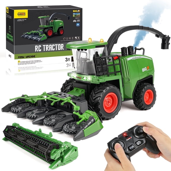 HopeRock RC Tractor Toy for Boys Kids Age 3 4 5 6 8 Years, Farm Vehicle Toys with Light& Sound, Birthday Gifts for Boys 3-6 years old.