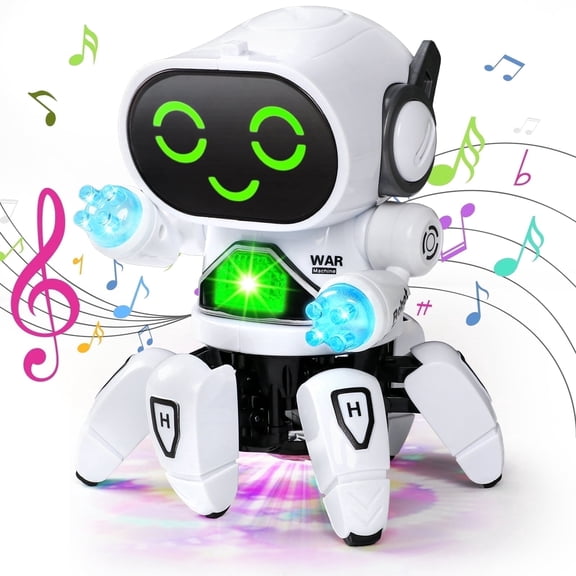 HopeRock Robot Toys for Kids, Smart Electronic Robot Walking Dancing for Todller with Lights/Music, Birthday Gift for Ages 3 4 5 6+ Boys and Girls, White.