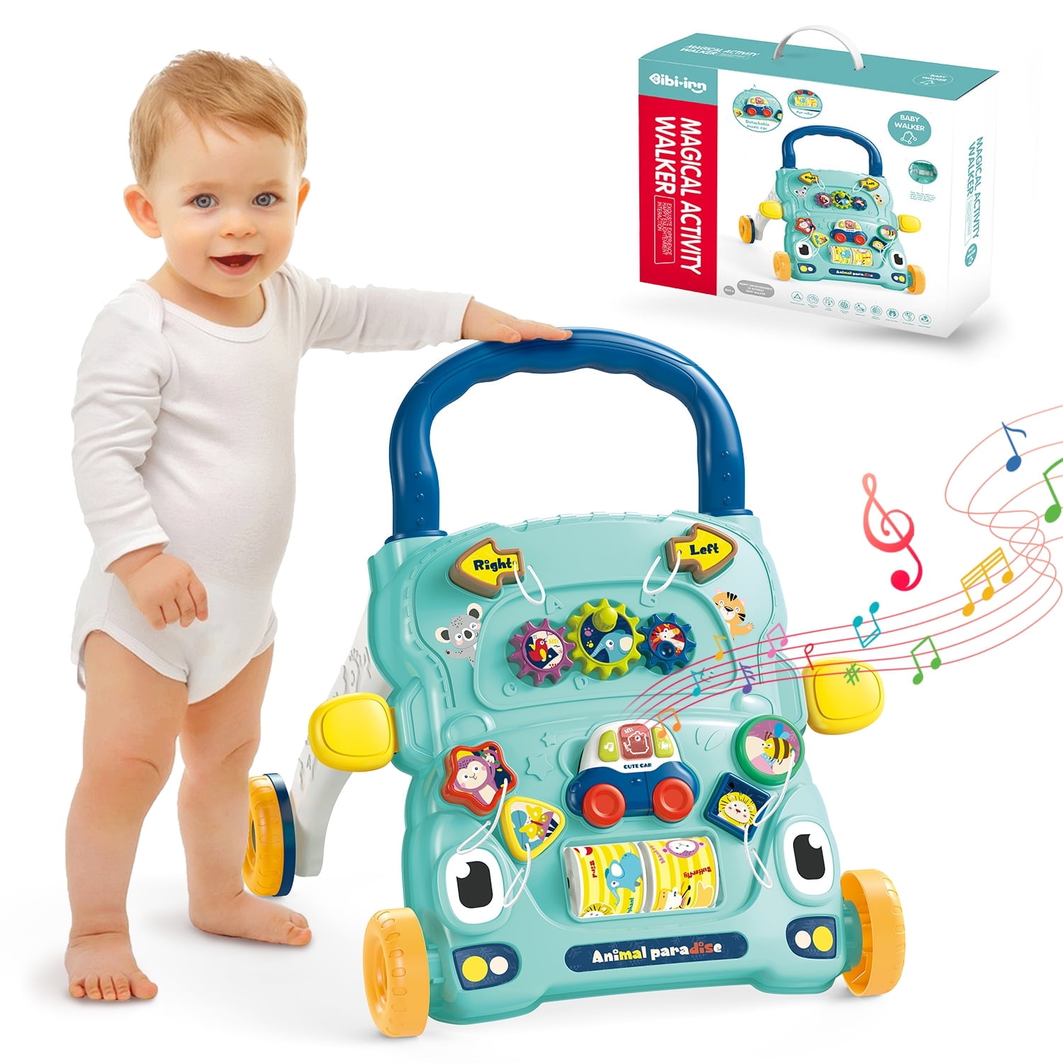 Hope Rock Baby Push Walker Sit to Stand Learning Walker for Kids Activity Center Early Musical Walking Toys for Infant 6 12 Months Walking Toys