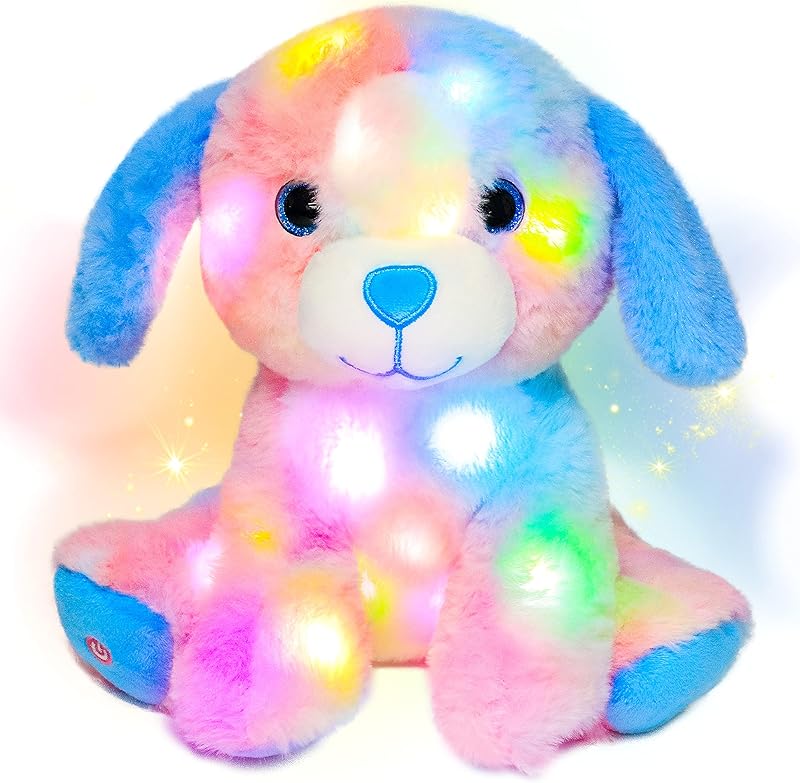 Hopearl LED Musical Stuffed Puppy Lighting Up Singing Plush Toy