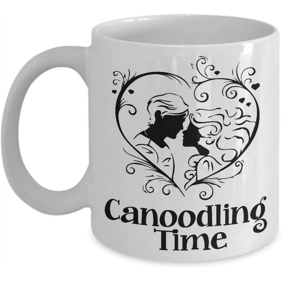 Hopeless Romantic Mug - Canoodling Time - Heart Couple- Poetic 11 or 15oz Ceramic Coffee Cup -Gift for Wife Girlfriend Husband Boyfriend Couple Birthday Christmas Stocking Stuffer