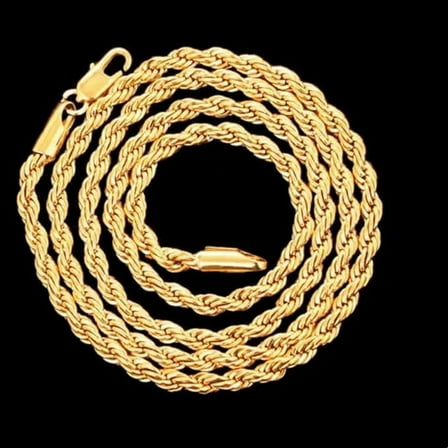 Hopeoy Necklace For Women  Rope 2/3/4/5/6/7MM Chain 18-24" Unisex Gold Plated Necklace