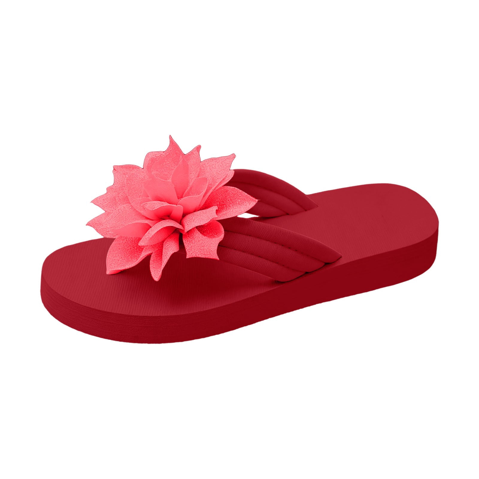 Hopepan White Floral Sandals for Women 2026 - Cute Dressy Flat Bridal ...