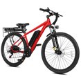 thumbnail image 1 of Hopepeak Racer 26" Adult Electric Bike, Mountain Ebike with up to 20MPH, 48V 7.8Ah Battery 350W Motor Peak 1000W Electric Bicycle with Fender & Rear Rack, Unisex (Red), 1 of 5
