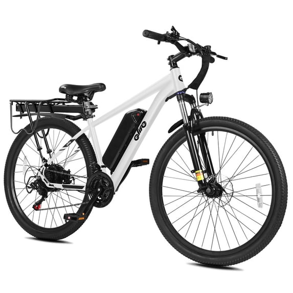 Hopepeak Racer 26" Adult Electric Bike, Mountain Ebike with up to 20MPH, 48V 7.8Ah Battery 350W Motor Peak 1000W Electric Bicycle with Fender & Rear Rack, Unisex (White)