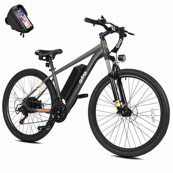 Hopepeak Racer 26" Adult Electric Bike, Mountain Ebike with up to 20MPH, 48V 7.8Ah Battery 350W Motor Peak 1000W Electric Bicycle,Unisex (Gray)