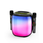 WorryFree Gadgets Portable Bluetooth Party Speaker with Two Microphones and RGB Lights, 100W, Black