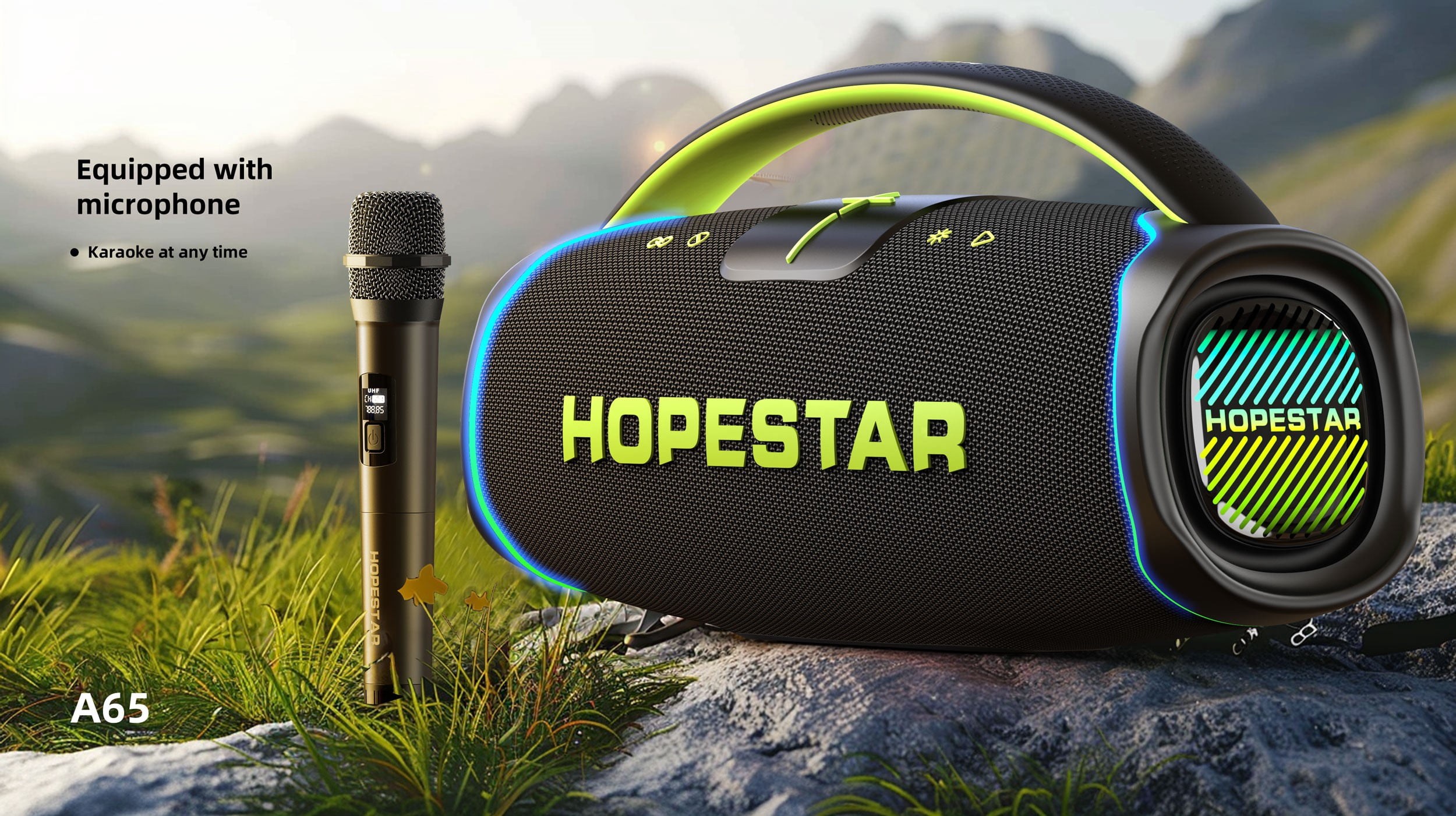 Worryfree Gadgets 300w Portable Bluetooth Speaker with Microphone and Handle, 1 Count, Black