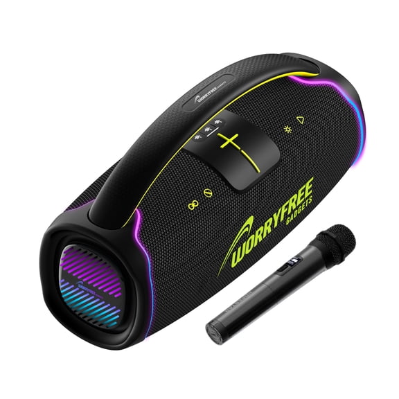 Worryfree Gadgets 300w Portable Bluetooth Speaker with Microphone and Handle, 1 Count, Black