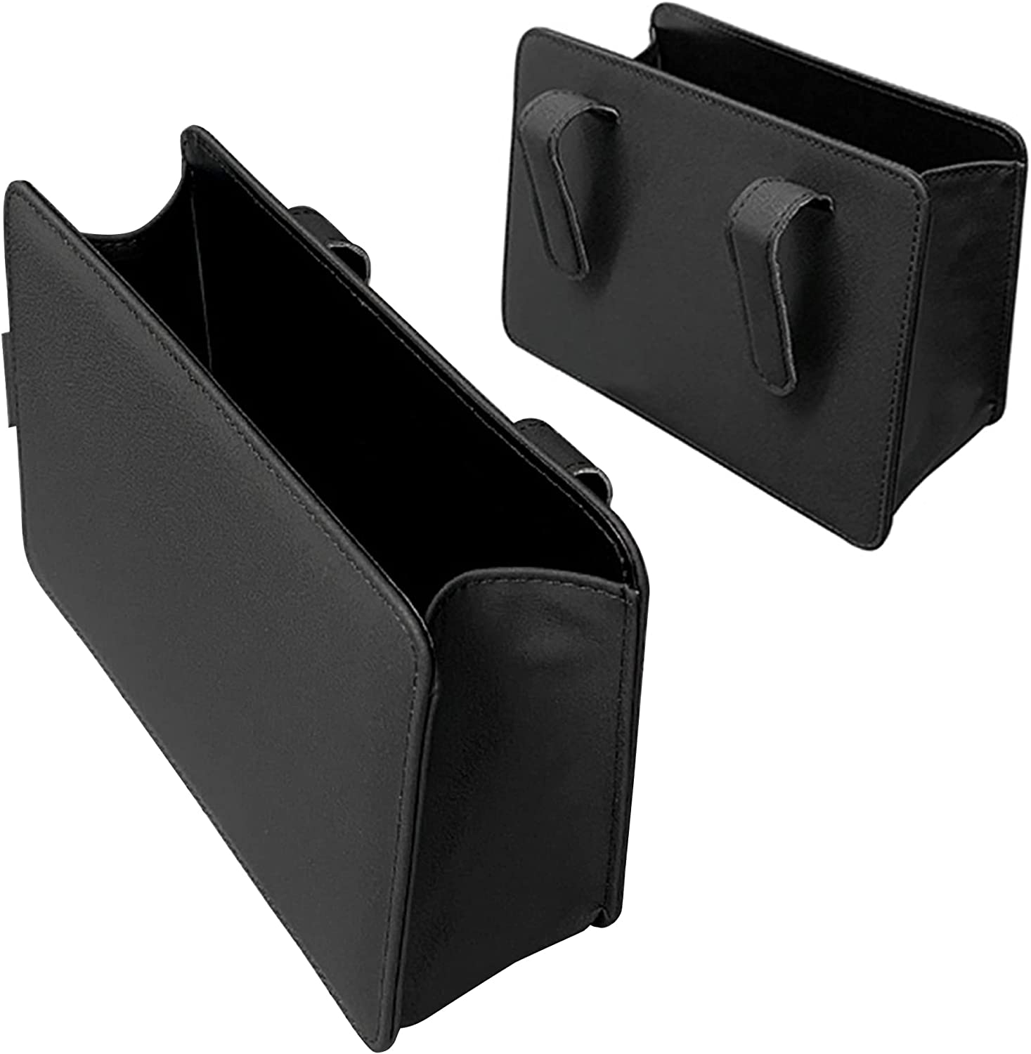 Hopet 2 in 1 Car Trash Can, PU Leather Trash Bin Collapsible Portable Auto Garbage Bag Trashcan