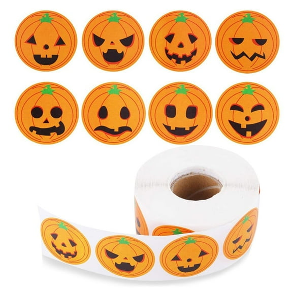 Hopet 500 Pieces/Roll Bag Stickers Halloween Festival Packaging Labels Pumpkin Self-Adhesive Decoration Tags