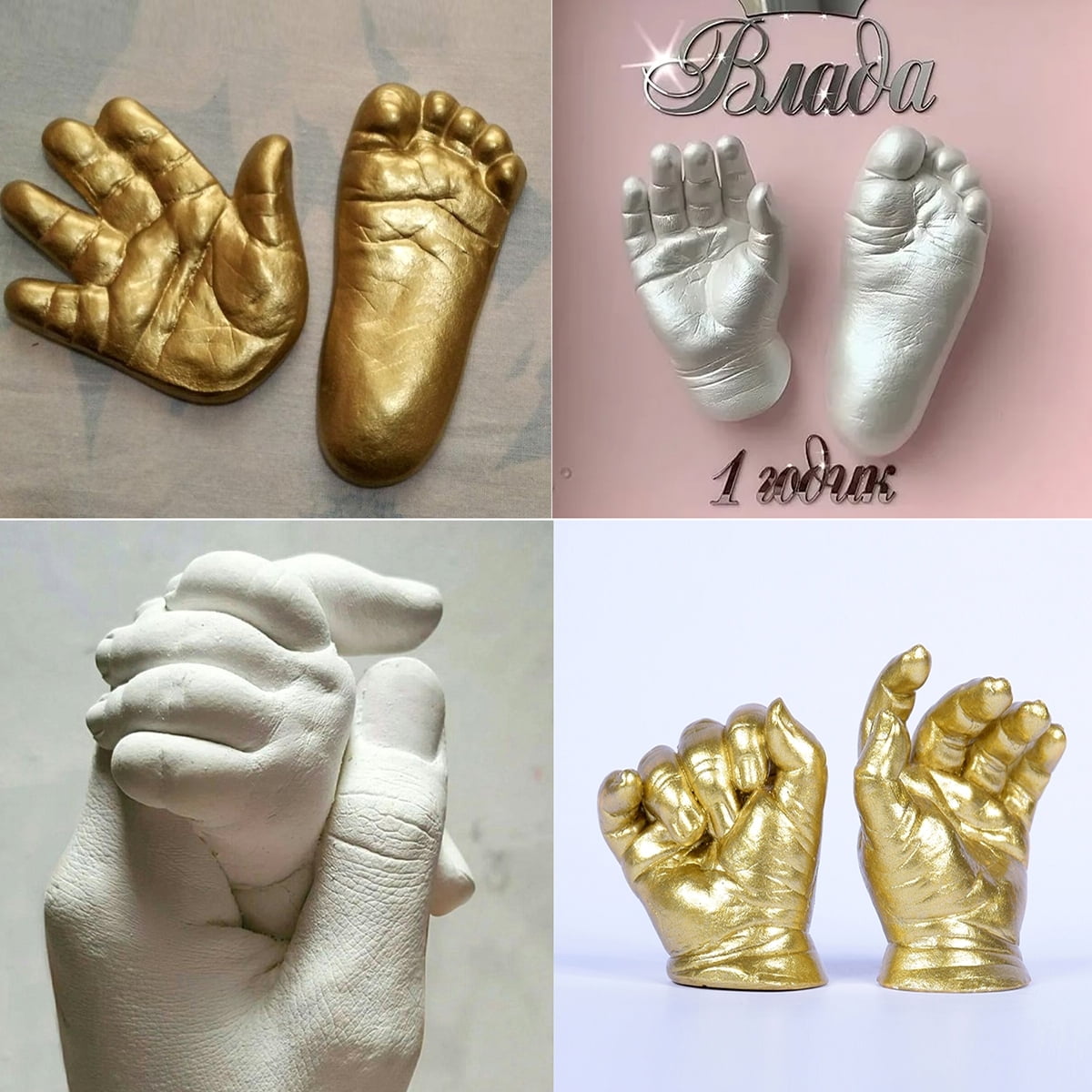 Hopet Baby Keepsake Hand & Foot Casting Kit Diy Plaster Statue Molding Kit 3D Hand Print Mold Powder Casting Kit Hand Holding Sculpture Kit Crafts For Family Adult Child Anniversary Gift