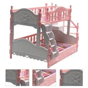 Hopet Doll Furniture Trundle Doll Bunk Bed with Bedding, Ladder, Pink, 22cm x 11.5cm x 14cm