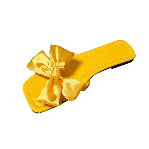 Hopeusnice Flats Shoes for Women Flat Heel Breathable Soft Non-Slip Open Toe PU Materials Summer Shoes Women's Flats Shoes Trendy Square Toe Vacation Shoes Yellow 38