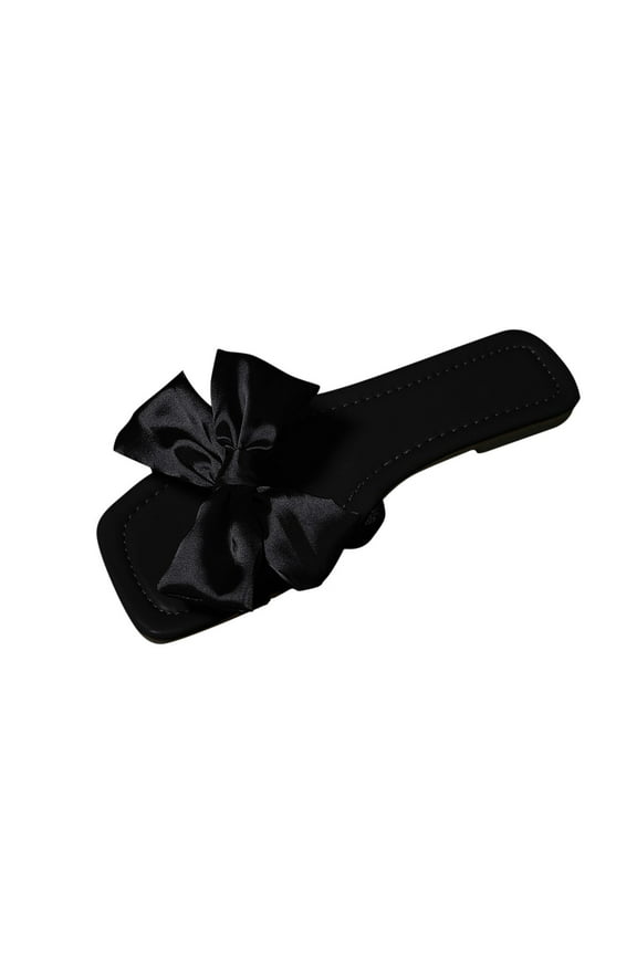 Flats Shoes for Women Flat Heel Breathable Soft Non-Slip Open Toe PU Materials Summer Shoes Women's Flats Shoes Trendy Square Toe Vacation Shoes Black 36