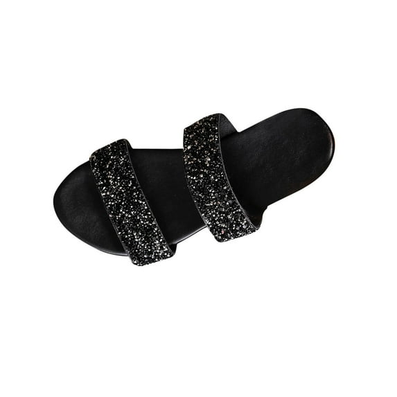 Hopeusnice Flats Shoes for Women Flat Heel Breathable Soft Trendy PU Materials Summer Shoes Open Toe Women's Flats Shoes Non-Slip Shoes for Beach Arch Support Shoes Black 37