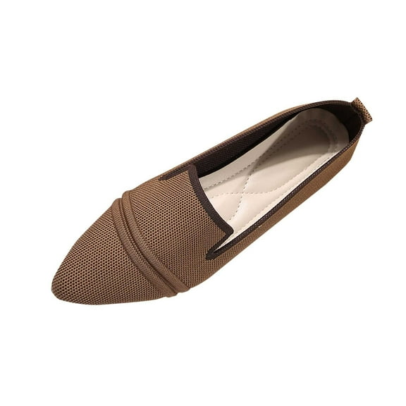 Hopeusnice Flats Shoes for Women Nylon Spandex Materials Summer And Fall Shoes Breathable Soft Non-Slip Women's Flats Shoes Pumps Shoes Trendy Flat Heel Pointed Toe Vacation Shoes Brown 41