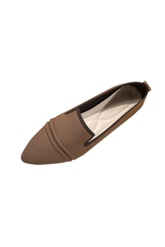 Flats Shoes for Women Nylon Spandex Materials Summer And Fall Shoes Breathable Soft Non-Slip Women's Flats Shoes Pumps Shoes Trendy Flat Heel Pointed Toe Vacation Shoes Brown 40