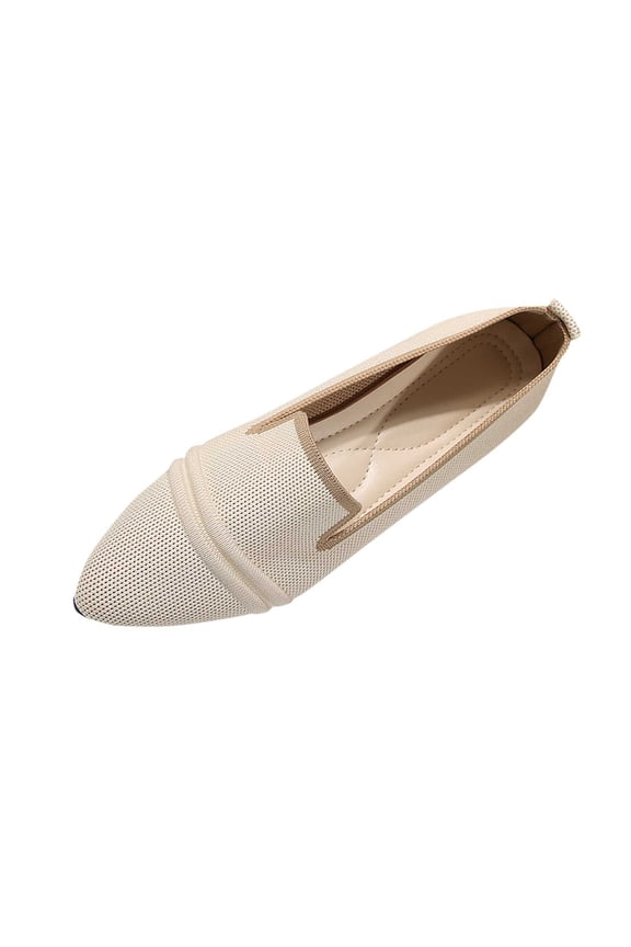 Flats Shoes for Women Nylon Spandex Materials Summer And Fall Shoes Breathable Soft Non-Slip Women's Flats Shoes Pumps Shoes Trendy Flat Heel Pointed Toe Vacation Shoes Beige 41