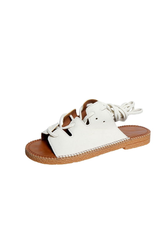 Flats Shoes for Women Open Toe Breathable Non-Slip Women's Flats Shoes Flat Heel Trendy Flock Summer Shoes Soft Shoes for Beach Round Toe Cross-StrapRound Toe Vacation Shoes White 36