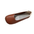thumbnail image 1 of Hopeusnice Flats Shoes for Women Soft Non-Slip Breathable PU Materials Summer Shoes Women's Flats Shoes Flat Heel Open Toe Trendy Round Toe Vacation Shoes Brown 38, 1 of 7