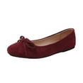 thumbnail image 1 of Hopeusnice Flats Shoes for Women Soft Non-Slip Breathable Pumps Shoes Trendy Flat Heel Women's Flats Shoes Flock Materials Summer And Fall Shoes Round Toe Vacation Shoes Wine 41, 1 of 9