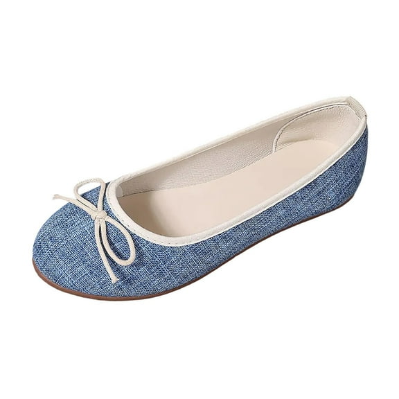 Hopeusnice Flats Shoes for Women Soft Non-Slip Breathable Trendy Flat Heel Pumps Shoes Women's Flats Shoes Canvas Materials Summer And Fall Shoes Moisture-Wicking Walking Shoes Blue 41