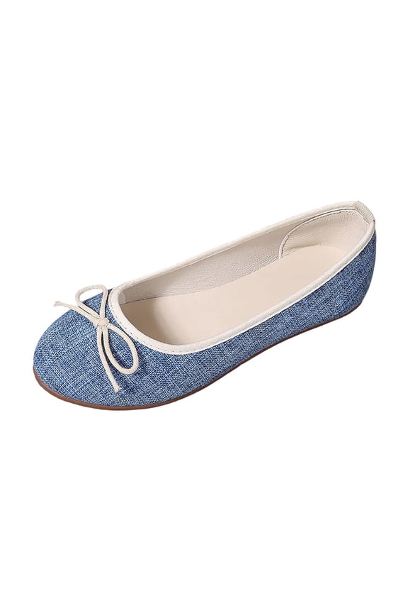 Flats Shoes for Women Soft Non-Slip Breathable Trendy Flat Heel Pumps Shoes Women's Flats Shoes Canvas Materials Summer And Fall Shoes Moisture-Wicking Walking Shoes Blue 37