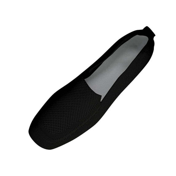 Hopeusnice Flats Shoes for Women Soft Non-Slip Cloth Materials Summer Shoes Open Toe Flat Heel Trendy Breathable Women's Flats Shoes Square Toe Slip-Resistant Walking Shoes Black 37