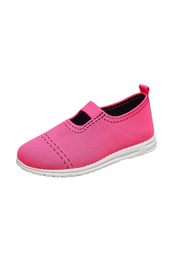 Flats Shoes for Women Soft Non-Slip Nylon Spandex Summer And Fall Shoes Flat Heel Women's Flats Shoes Pumps Shoes Breathable Trendy Rubber Sole Comfortable Walking Shoes Hot Pink 38