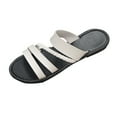 thumbnail image 1 of Hopeusnice Flats Shoes for Women Trendy Non-Slip Breathable PU Materials Summer Shoes Flat Heel Open Toe Sandals Women's Flats Shoes Soft Flexible Walking Shoes White 38, 1 of 8