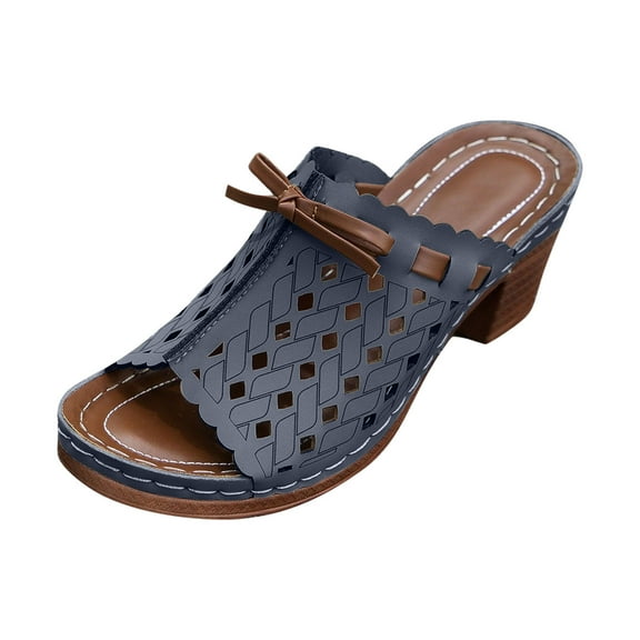 Hopeusnice High Heels Shoes for Women Non-Slip PU Materials Summer And Fall Shoes Soft Trendy Breathable Block High Heel Women's High Heels Shoes Peep-Toe Sandals Elegant Shoes Blue 39