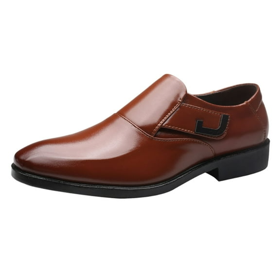 Hopeusnice Leather Shoes for Men Flat Heel Breathable Soft Trendy Men's Leather Shoes Open Toe Non-Slip PU Materials Summer Shoes Rubber Sole Lightweight Walking Shoes Brown 38