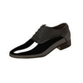 thumbnail image 1 of Hopeusnice Leather Shoes for Men Soft Non-Slip PU Materials Summer And Fall Shoes Flat Heel Pumps Shoes Trendy Men's Leather Shoes Breathable Rubber Sole Arch Support Shoes Black 42, 1 of 5