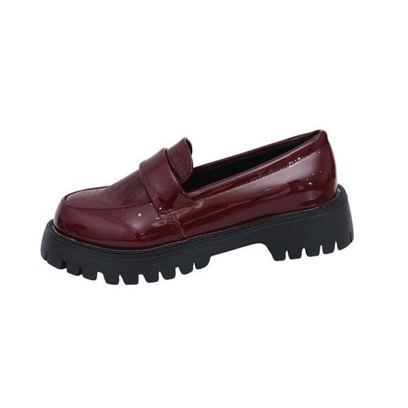 Hopeusnice Leather Shoes for Women PU Materials Summer Shoes Breathable Non-Slip Women's Leather Shoes Open Toe Thick-Soled Heel Trendy Soft Slip-Resistant Walking Shoes Wine 42