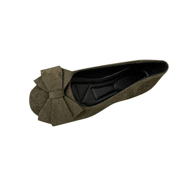 Hopeusnice Low Heels Shoes for Women Flock Fall Driving Shoes Breathable Soft Non-Slip Trendy Flat Heel Women's Low Heels Shoes Pumps Shoes Round Toe Moisture-Wicking Walking Shoes Green 36