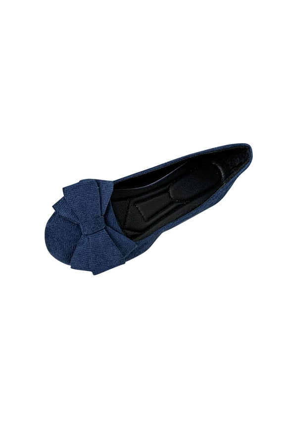 Low Heels Shoes for Women Flock Summer And Fall Driving Shoes Breathable Soft Non-Slip Trendy Flat Heel Women's Low Heels Shoes Pumps Shoes Round Toe Moisture-Wicking Walking Shoes Blue 37