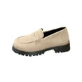 thumbnail image 1 of Hopeusnice Mid-Heels Shoes Non-Slip Breathable Pu Fall Slip-Ons Trendy Thick-Soled Mid-Heel Classic Loafers Soft Pumps Shoes Round Toe Office Shoes Comfortable Walking Shoes Beige 36, 1 of 3