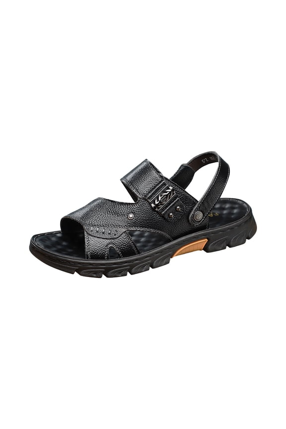 Sandals for Men Thick-Soled Heel Breathable Soft Open Toe Sandals Trendy Polyester Summer Shoes Non-Slip Men's Sandals Shoes for Beach Slip-Resistant Walking Shoes Black 38