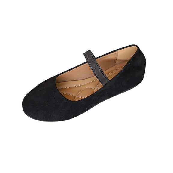 Hopeusnice Sandals for Women Flat Heel Breathable Soft Pumps Shoes Flock Materials Summer And Fall Shoes Trendy Women's Sandals Non-Slip Roman Vacation Shoes Black 38